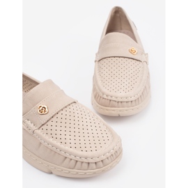 Goodin Könnyű -behide Openwork Loafers egy arany elemmel bézs 1