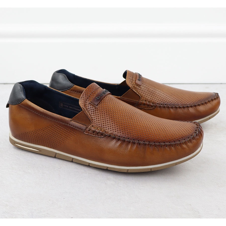 Bőr mokaszinok férfi kényelmes csúszó barna bugatti rr153207 1