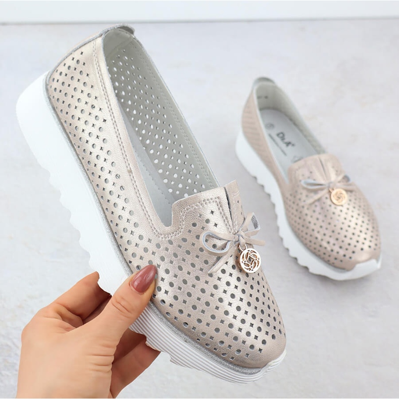 Női szabadmunka bőr cipő Złote S. Barski LR51-631 aranysárga 1