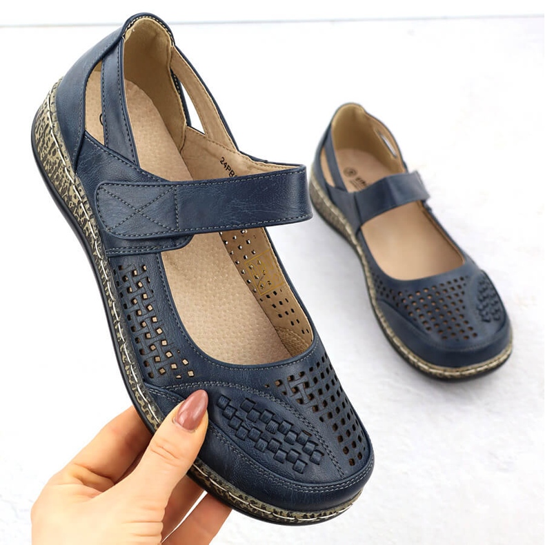 Női cipő tépőzáras sötétkék Unisoft 7026 1