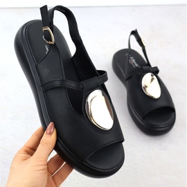 S.Barski Női bőr szandál a platformon Czarne S. Barski GR51-603 fekete 1 S.Barski Női bőr szandál a platformon Czarne S. Barski GR51-603 fekete 1