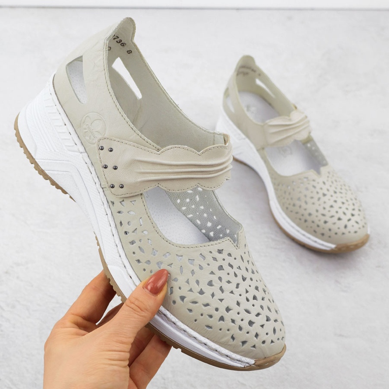 Bézs bőr nyitott cipő rieker n4382-60 1