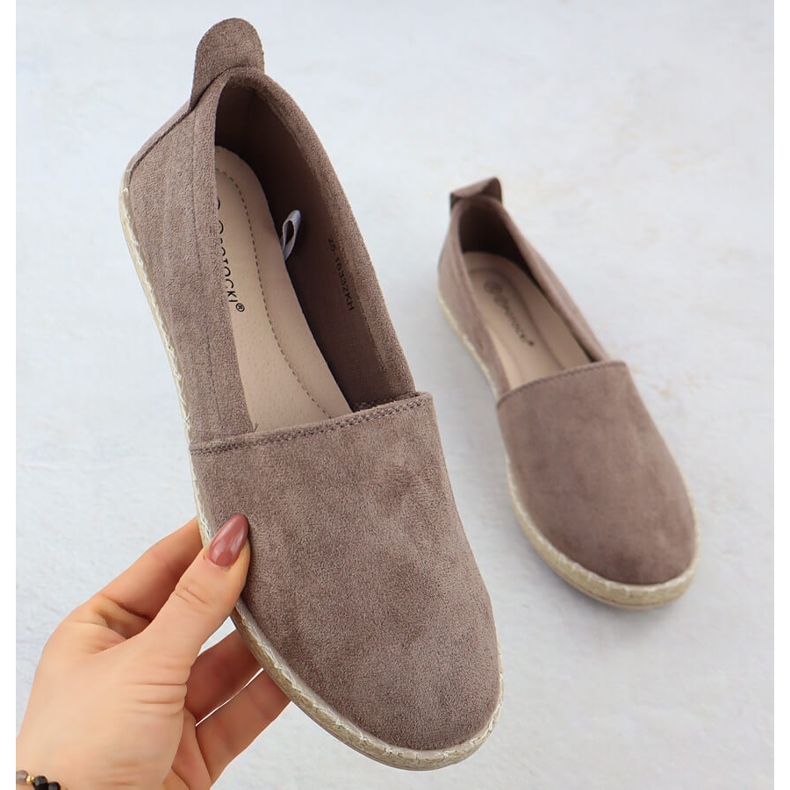 A női espadrilles csúszott velúr khaki potocki py16332 zöld 1