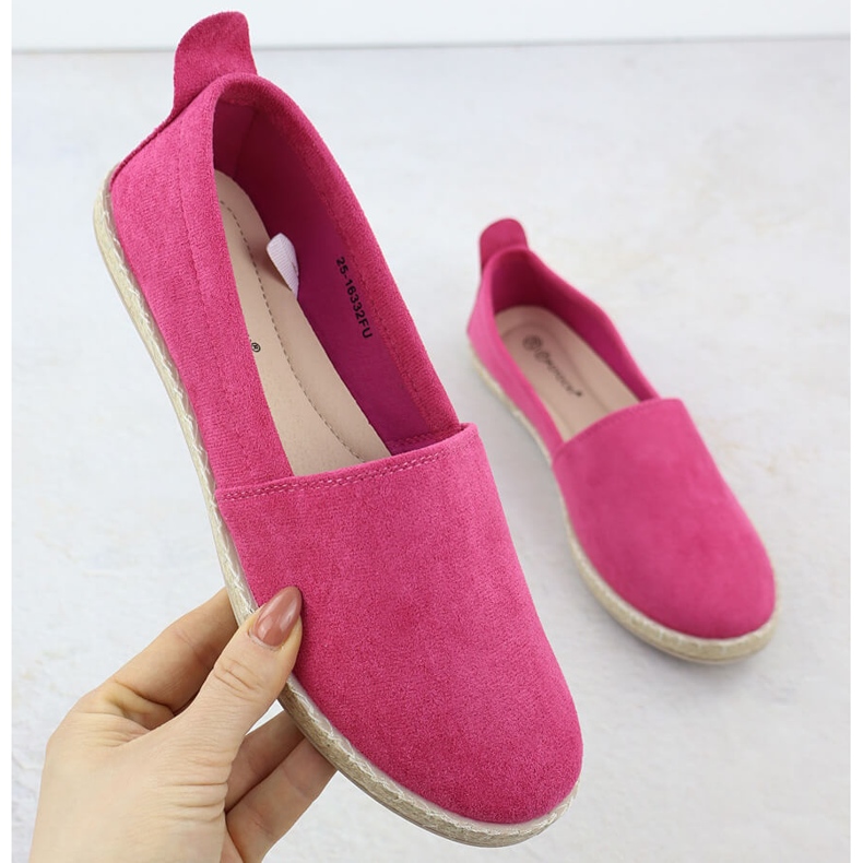 Espadrilles női csúszás -Suede Fuchsia Potocki PY16332 rózsaszín 1