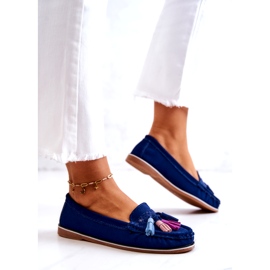 Evento Női velúr cipők rojtokkal sötétkék Laressa 3