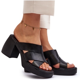 Zazoo 40373 Bőr papucs tömbbel, fekete 5