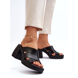 Zazoo 40373 Bőr papucs tömbbel, fekete 4