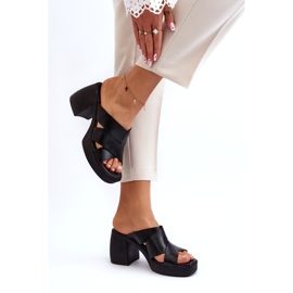 Zazoo 40373 Bőr papucs tömbbel, fekete 3