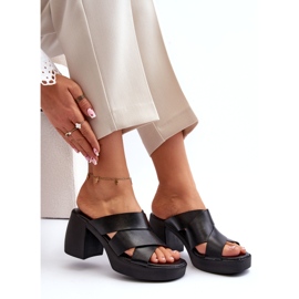 Zazoo 40373 Bőr papucs tömbbel, fekete 1