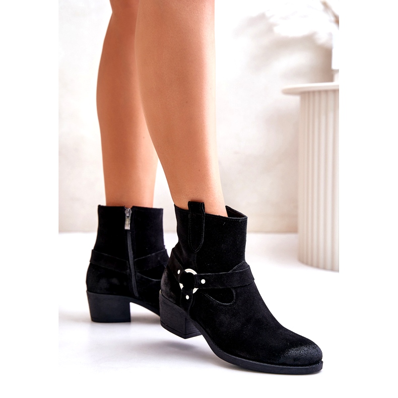 Zazoo bőr szigetelt női magas sarkú cipő 60477 fekete 2