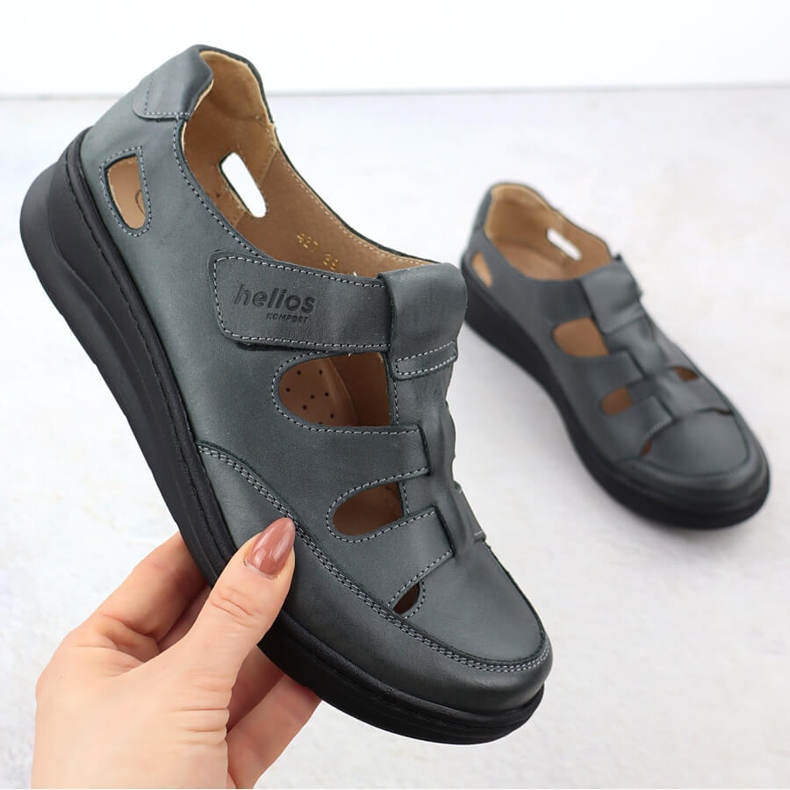 Női bőrcipő a Helios 437 grafit tépőzáron szürke 1 Női bőrcipő a Helios 437 grafit tépőzáron szürke 1