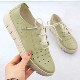 Női nyitott bőr cipő zöld helios 434 1