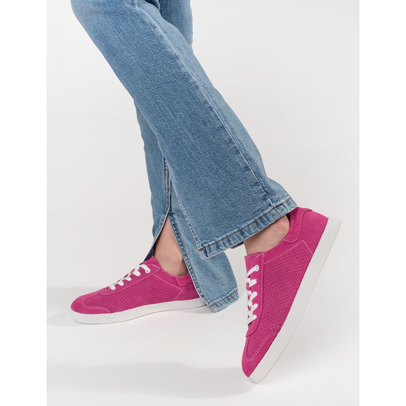 Goodin Rózsaszín nyílt munkás cipők természetes bőrből 1