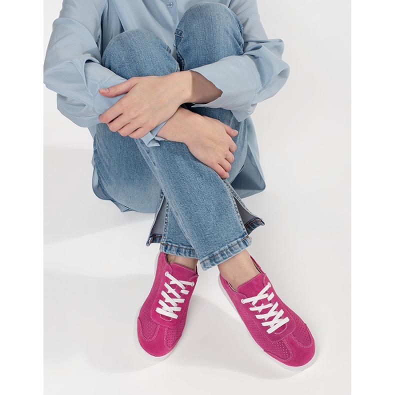 Goodin Rózsaszín nyílt munkás cipők természetes bőrből 2