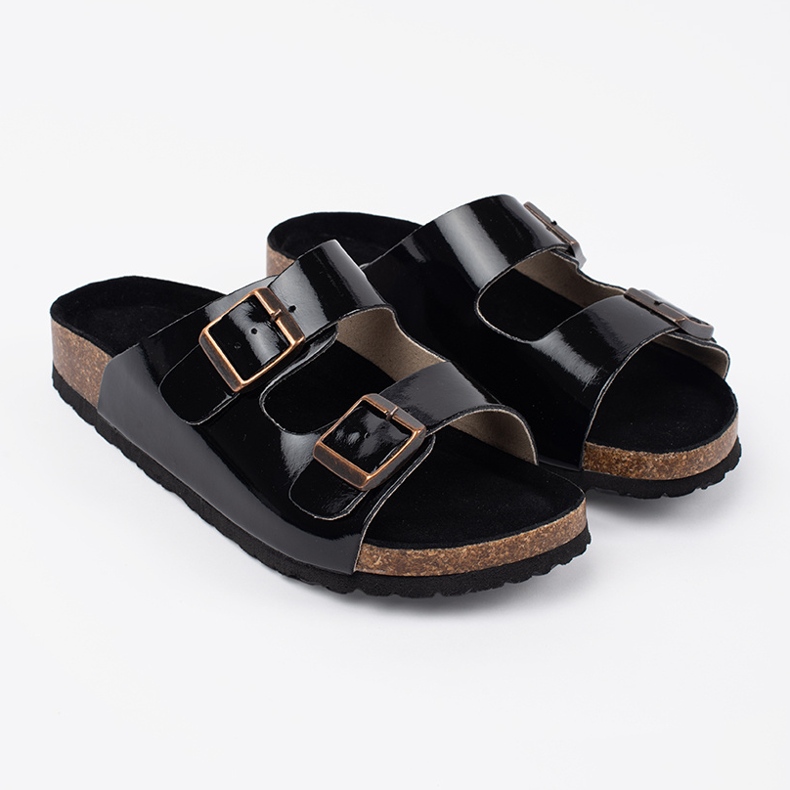 Goodin Fekete papucs egy lapos talpon 1