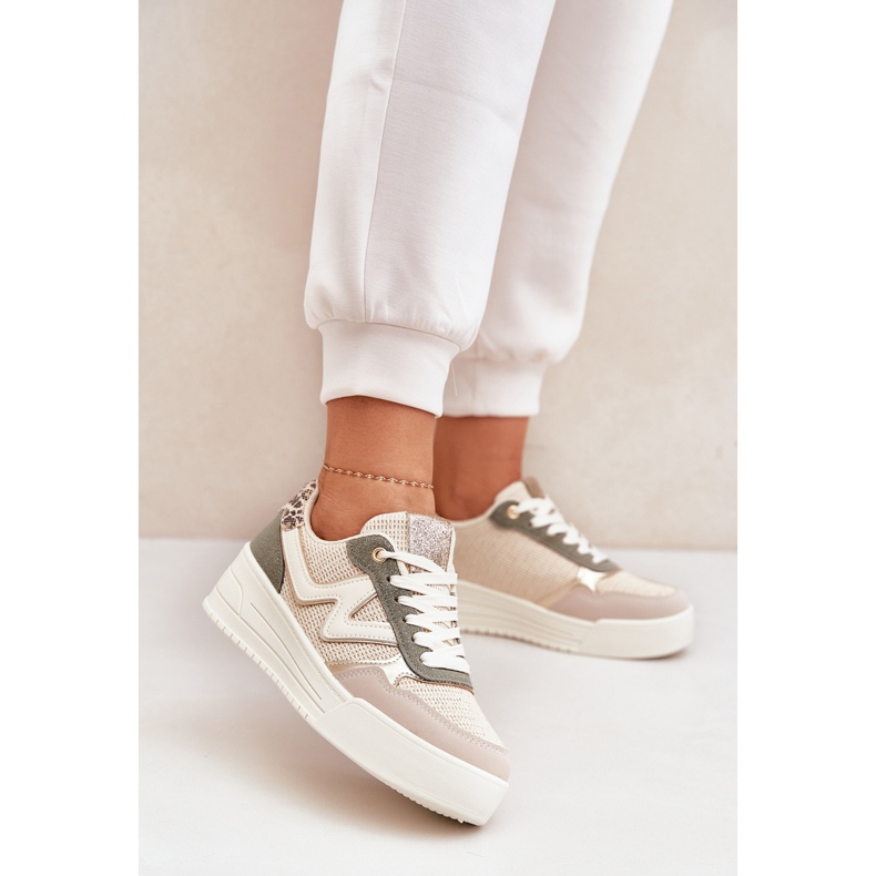 Női sportcipő a platformon leopárd leopárd zöld 2