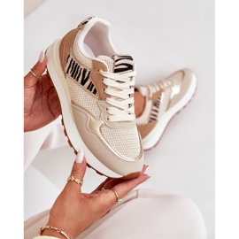 Női sportcipő a platformon Zebra bézs 2
