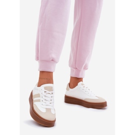 Női cipők a platformon, öko bőr bézs és fehér 1