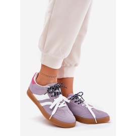 Alacsony női cipők dupla lila kötéssel 1