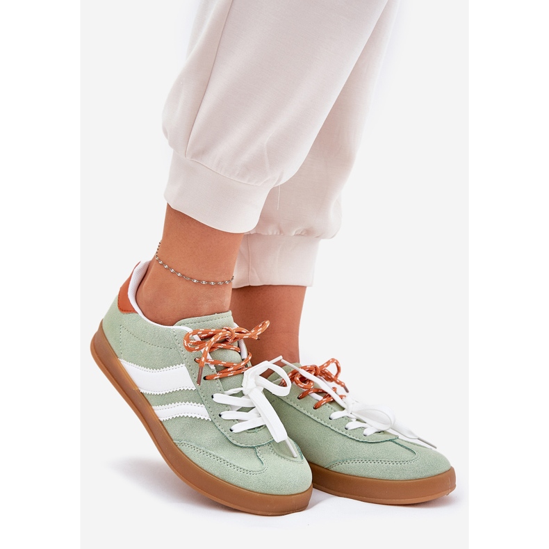 Alacsony női cipők dupla kötésű zöldvel 1 Alacsony női cipők dupla kötésű zöldvel 1
