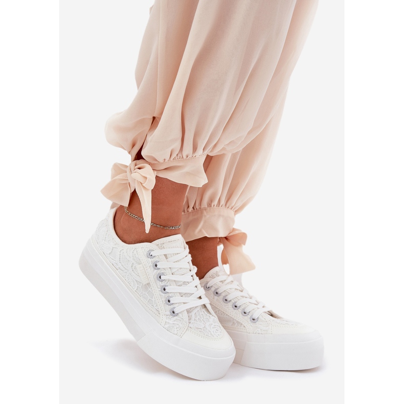 Big Star RR274747 női csipke cipők fehér 1