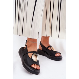 Bőr elegáns női szandál S.Barski GR51-603 fekete 2