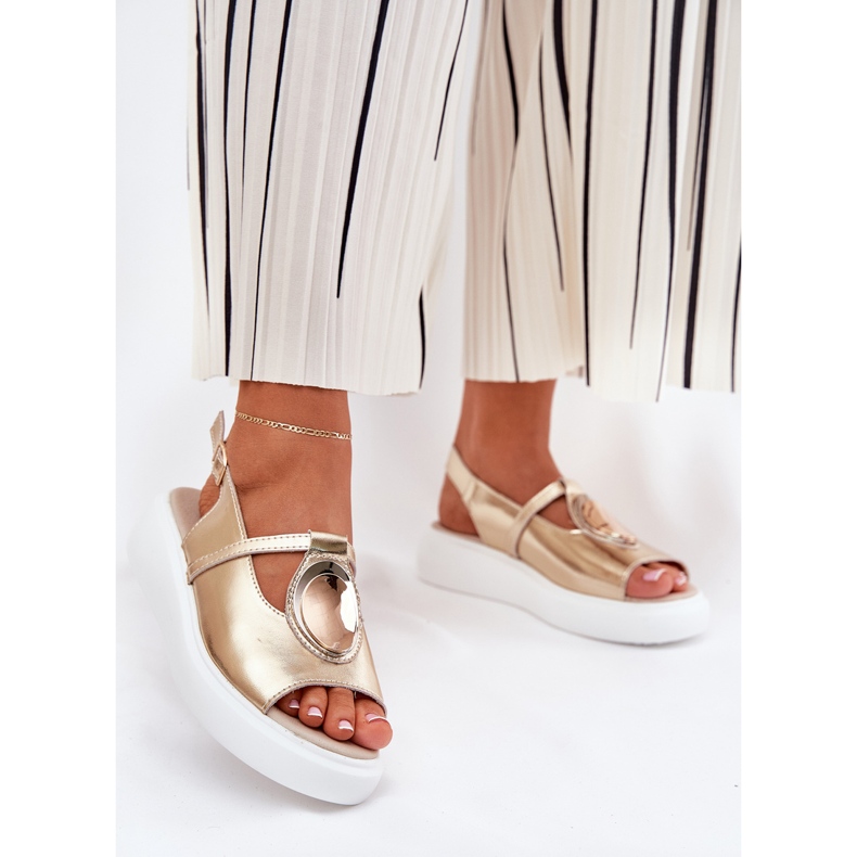 Bőr elegáns női szandál S.Barski GR51-603 Zlotys aranysárga 2