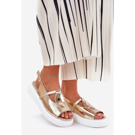 Bőr elegáns női szandál S.Barski GR51-603 Zlotys aranysárga 1