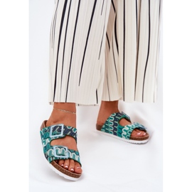 Női papucs flopok csatokkal és csillogással S.Barski RB51-006 Zöld 2