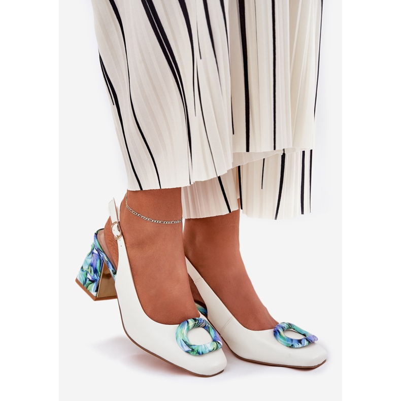 S.Barski Női bőr szandál a D&amp;A CR51-002 fehér oszlopon 1