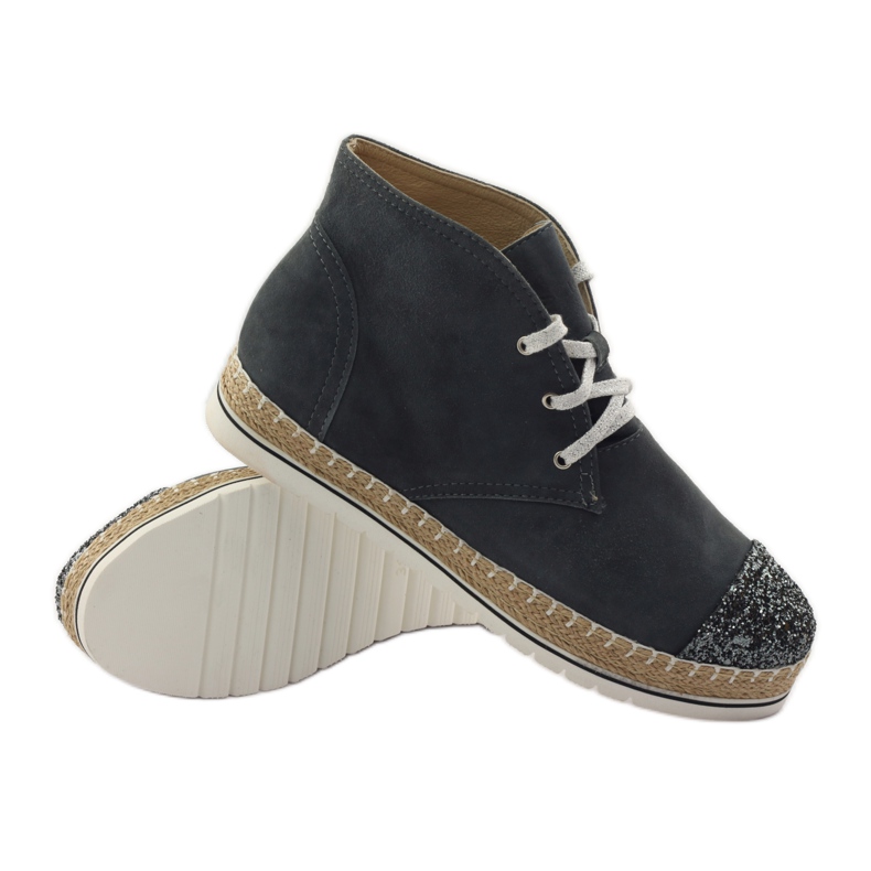 Női bőr espadrillák, szürke/ezüst, Neścior 3