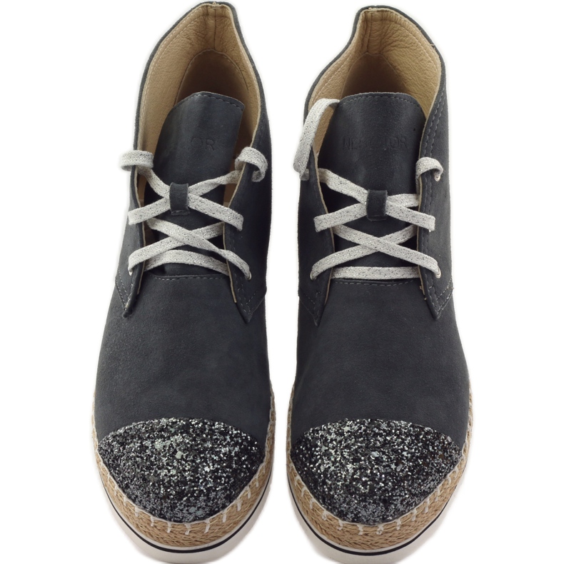 Női bőr espadrillák, szürke/ezüst, Neścior 4