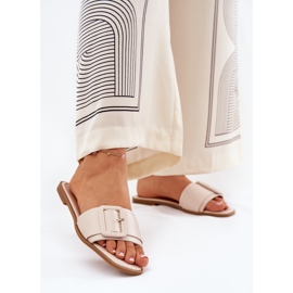 Lapos öko bőr női összefoglalók bézs csatkal 2