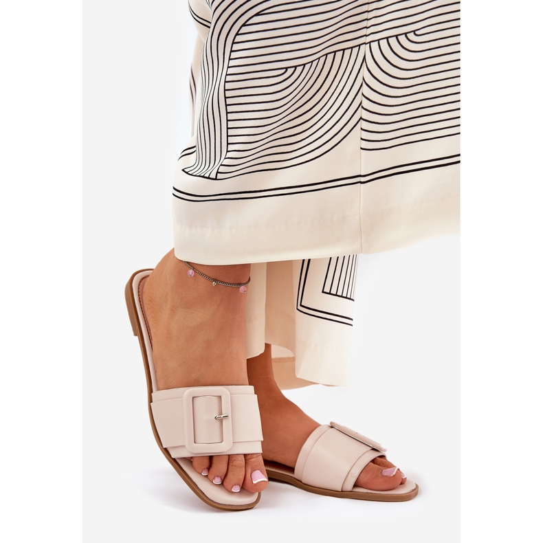 Lapos öko bőr női összefoglalók bézs csatkal 1