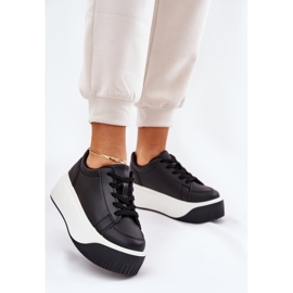 Cipők egy hatalmas platformon, sima fekete 2