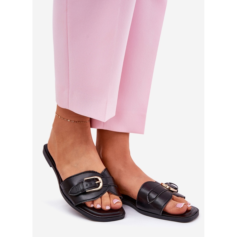 Lapos női papucs flopok arany bilincs fekete 1