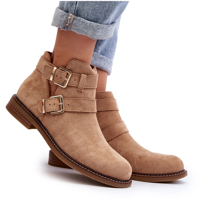 Női lapos sarkú bézs csíkokkal 6