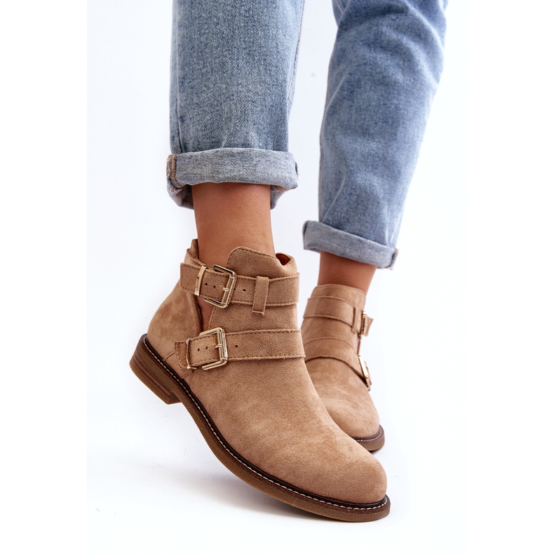 Női lapos sarkú bézs csíkokkal 5