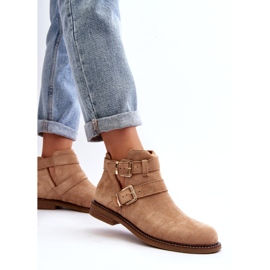 Női lapos sarkú bézs csíkokkal 4