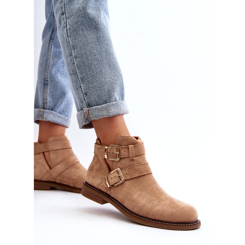 Női lapos sarkú bézs csíkokkal 4