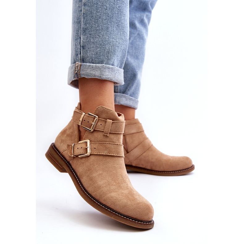 Női lapos sarkú bézs csíkokkal 3