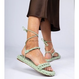 Zöld női szandál fonott 1