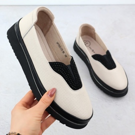 Női bőrcipő filippo perforált bézs 1