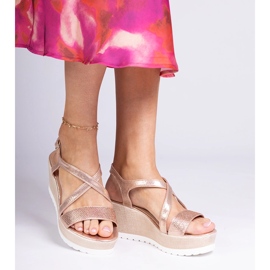 Pezsgő ék szandál cirkonokkal aranysárga 2