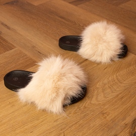 Bézs gyermekek papucs szőrme 1