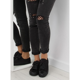 Női szatén fekete tornacipő 16-509 Allblack 1