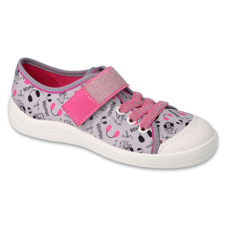 Befado gyerekpapucs tépőzáras 351Y024, szürke applikációk 1