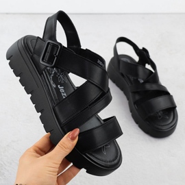 Női bőr szandál a platformon római fekete jezzi 8716 1