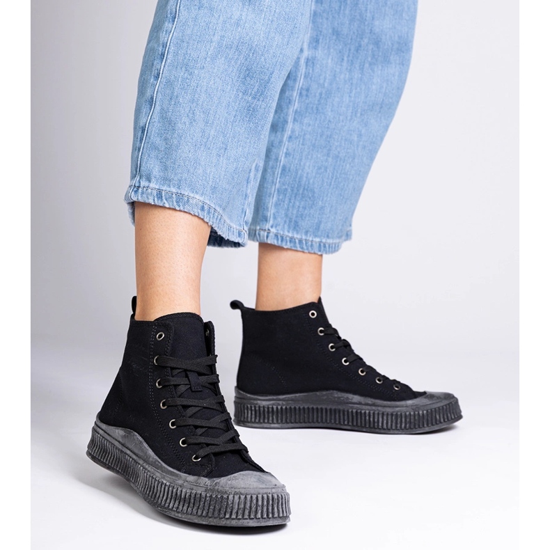 Fekete magas platformú Guerrino tornacipő 2