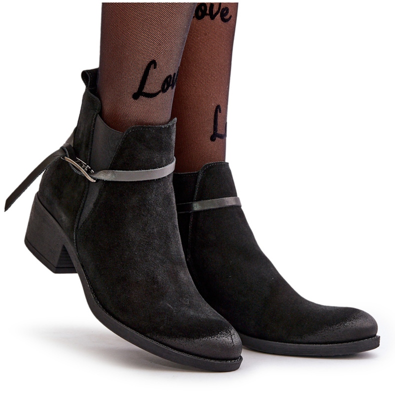 Zazoo 60478 velúr magas sarkú szigetelt fekete cipzár 5